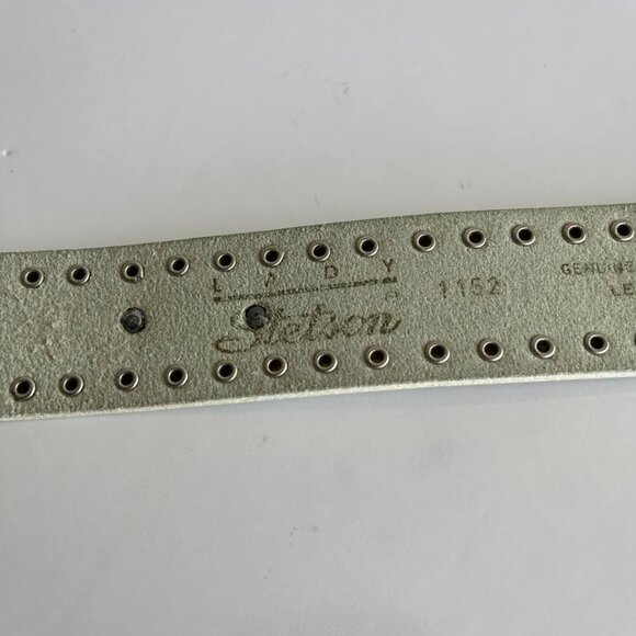 Lady Stetson White Leather Western Belt with Studs & Ornate Buckle size S - Picture 5 of 11